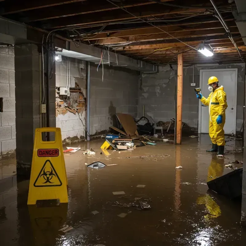 Flooded Basement Electrical Hazard in Bowbells, ND Property